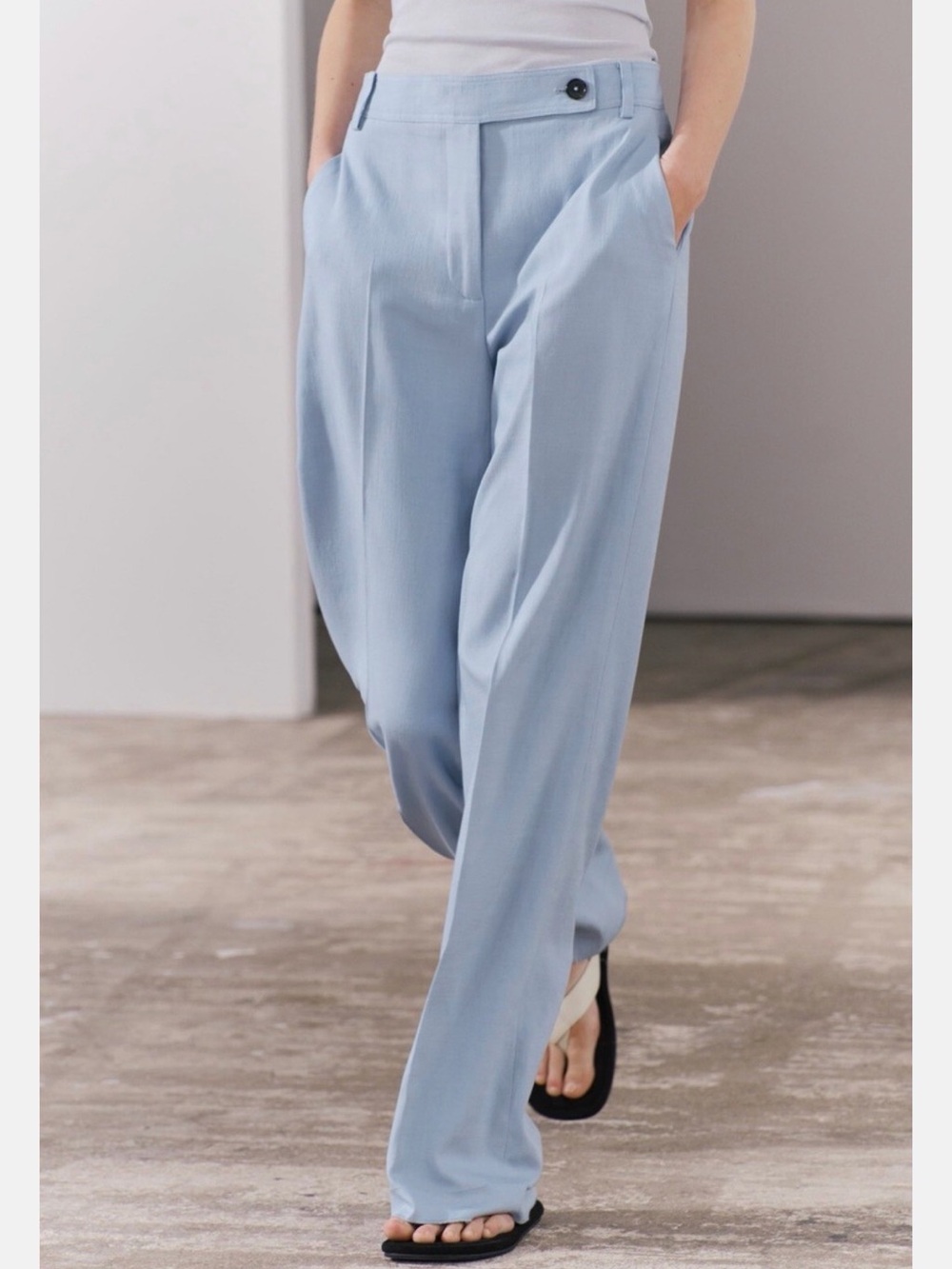Zara Pale Blue Wide-Leg Trousers
